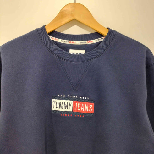 トミージーンズ tommy jeans フロント刺繍Vガゼット 裏起毛クルーネックスウェット メンズ S