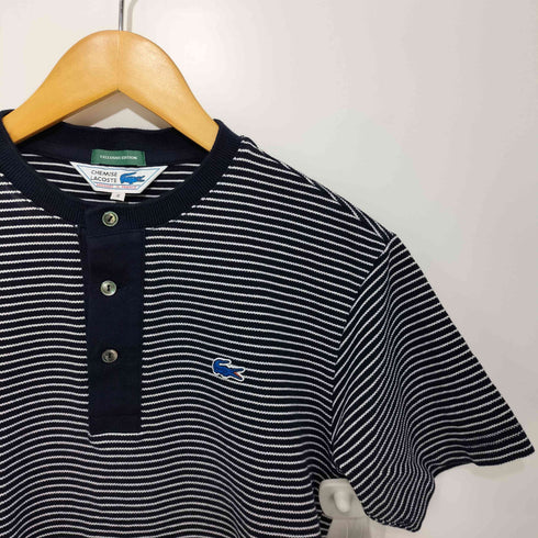 ラコステ LACOSTE フロントロゴワッペン ヘンリーネックボーダー半袖シャツ レディース 2