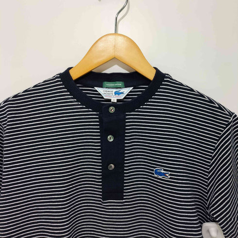 ラコステ LACOSTE フロントロゴワッペン ヘンリーネックボーダー半袖シャツ レディース 2