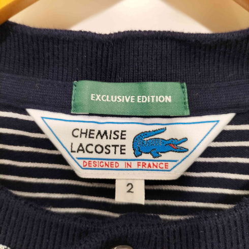 ラコステ LACOSTE フロントロゴワッペン ヘンリーネックボーダー半袖シャツ レディース 2