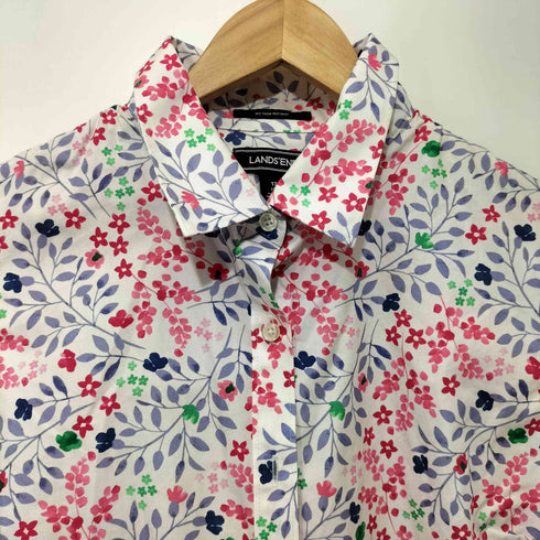 ランズエンド LANDS END 花柄 ノーアイロン ノースリーブシャツ レディース 17
