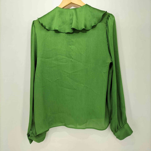 ザラ ZARA ビジューボタン シアーボウタイシャツブラウス レディース import:M