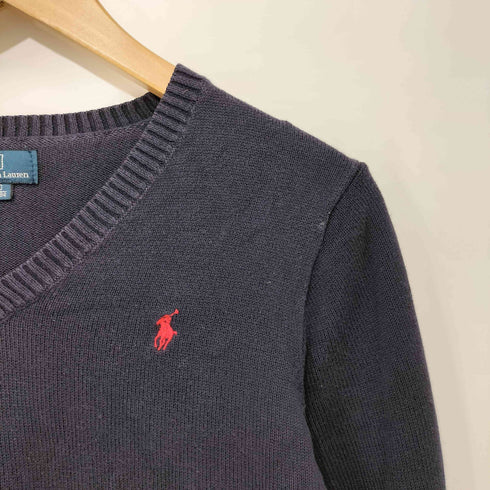 ポロバイラルフローレン Polo by RALPH LAUREN ポニー刺繍 Vネックコットンニット レディース 160