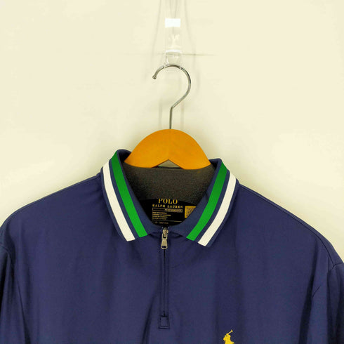 ポロラルフローレン POLO RALPH LAUREN performance ポニー刺繍 ワンポイントポロシャツ ハーフジップ メンズ import:L