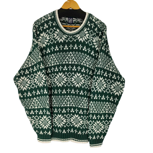 ギャップ Gap 90s OLD バーズアイ ノルディックコットンニット メンズ JPN:L