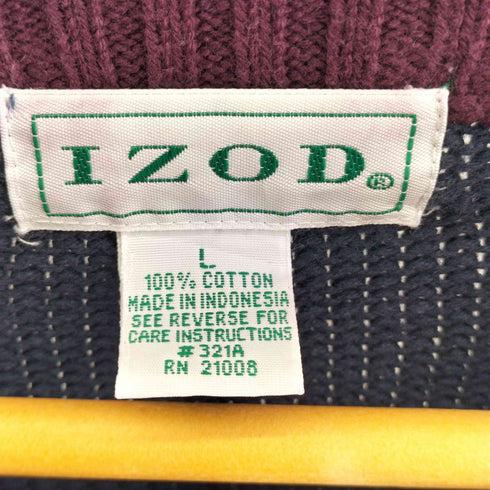 アイゾッド IZOD 90s インドネシア製 ケーブル切替 コットンニット メンズ JPN:L