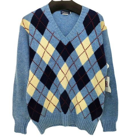 トラッド trad HAND INTARSIA Vネック アーガイルニット メンズ L