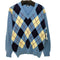 トラッド trad HAND INTARSIA Vネック アーガイルニット メンズ L