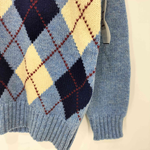 トラッド trad HAND INTARSIA Vネック アーガイルニット メンズ L
