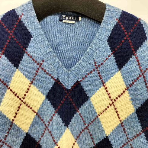 トラッド trad HAND INTARSIA Vネック アーガイルニット メンズ L