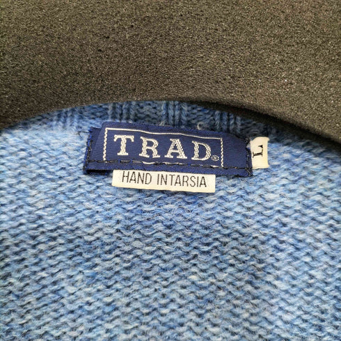 トラッド trad HAND INTARSIA Vネック アーガイルニット メンズ L
