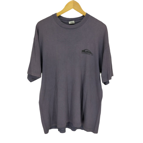 クイックシルバー Quiksilver 90S MADE IN USA 両面プリント半袖Tシャツ ナス紺 袖裾シングル メンズ JPN:XL