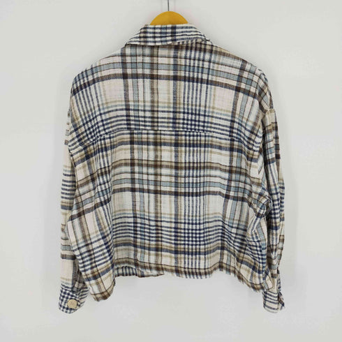 ザラ ZARA クロップドチェックシャツ レディース import:M