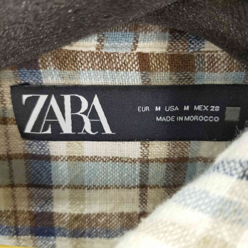 ザラ ZARA クロップドチェックシャツ レディース import:M