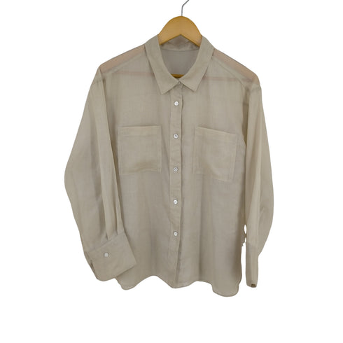 ユナイテッドアローズグリーンレーベルリラクシング UNITED ARROWS green label relaxing スリット スリーブ シアー オーバーシャツ レディース