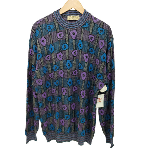 プロントウォモ PRONTO UOMO 80-90s MADE IN ITALY 総柄コットンニット レーヨン メンズ import:XXL