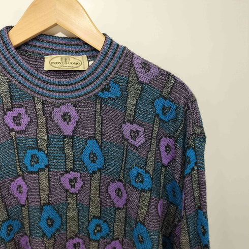 プロントウォモ PRONTO UOMO 80-90s MADE IN ITALY 総柄コットンニット レーヨン メンズ import:XXL
