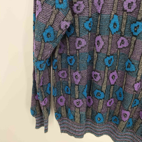 プロントウォモ PRONTO UOMO 80-90s MADE IN ITALY 総柄コットンニット レーヨン メンズ import:XXL