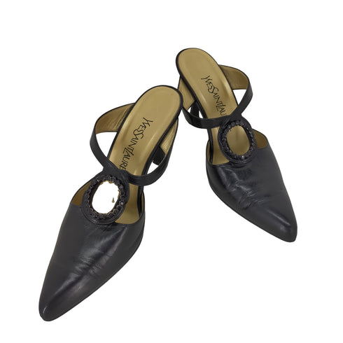 イヴサンローラン Yves Saint Laurent ライトストーンヒールパンプス レディース EUR:36