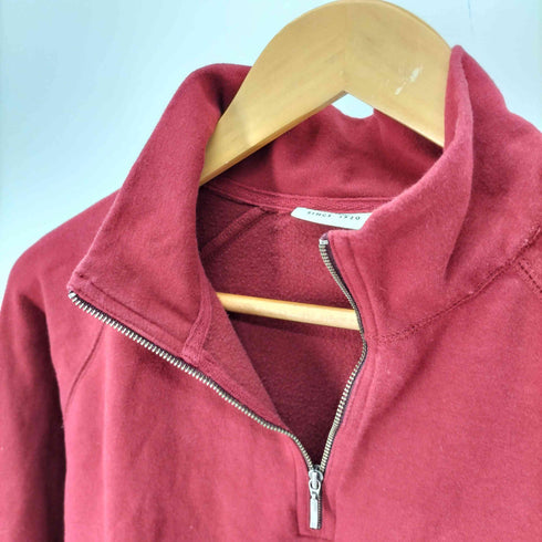 エディーバウアー Eddie Bauer 90S 白タグ ラグランスリーブ 裏起毛 ハーフジップ プルオーバー スウェット メンズ import:L