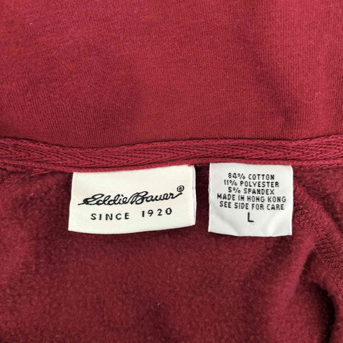 エディーバウアー Eddie Bauer 90S 白タグ ラグランスリーブ 裏起毛 ハーフジップ プルオーバー スウェット メンズ import:L