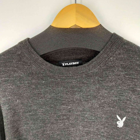 プレイボーイ PLAYBOY ワンポイントロゴ刺繍ニットセーター メンズ import:L