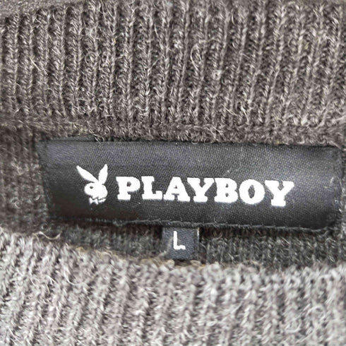 プレイボーイ PLAYBOY ワンポイントロゴ刺繍ニットセーター メンズ import:L