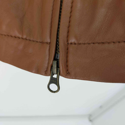 ビューティーアンドユースユナイテッドアローズ BEAUTY & YOUTH UNITED ARROWS ノーカラーレザージャケット 羊革 ダブルジップ レディース import:M