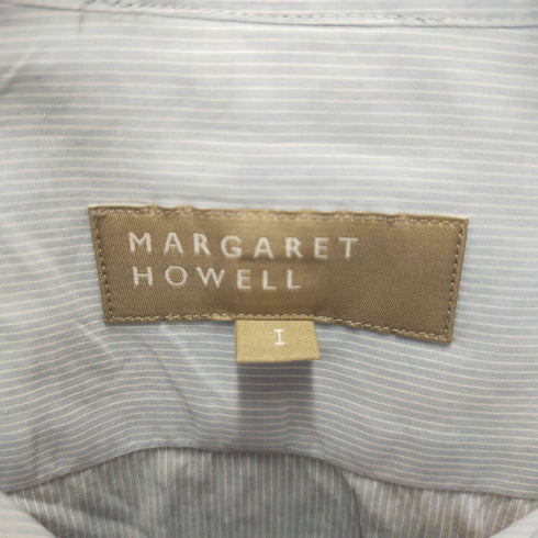 マーガレットハウエル MARGARET HOWELL ストライプ柄 カラーレス フェイバリットシャツ レディース 1