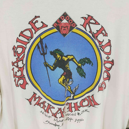 フルーツオブザルーム FRUIT OF THE LOOM 90S USA製 アメリカンブルドッグ シングルステッチ Tシャツ RED DOG SEASIDE MARATHON メンズ import:XL