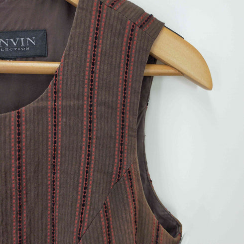 ランバンコレクション LANVIN COLLECTION ナイロン混 ストライプ ノースリーブミディアムワンピース レディース EUR:38