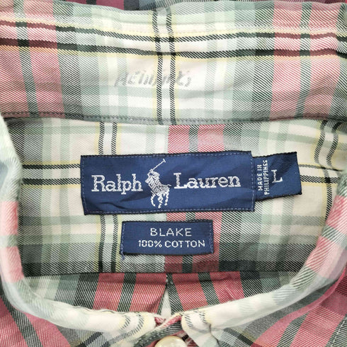 ラルフローレン RALPH LAUREN BLAKE ポニー刺繍 オンブレチェック ボタンダウン L/S シャツ メンズ import:L