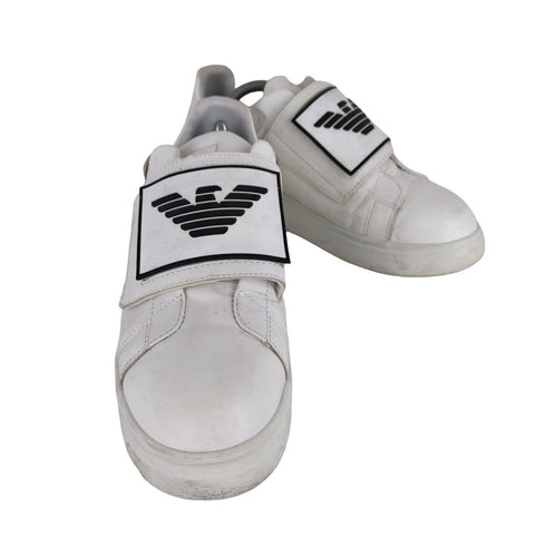 エンポリオアルマーニ EMPORIO ARMANI Eagle Logo Patch Sneakers ベルテッド レザーローカットスニーカー メンズ uk9