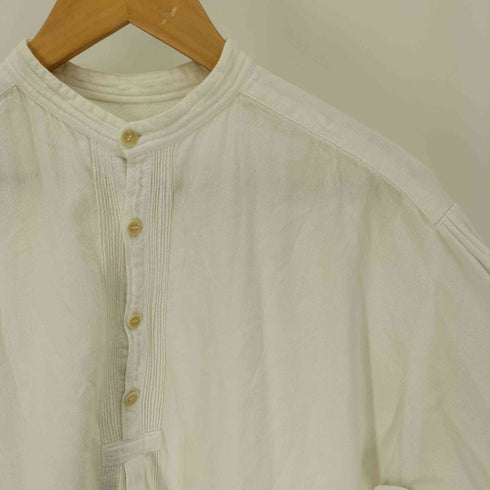 フルギ The J.PETERMAN COMPANY バンドカラー フロントギャザー プルオーバー スモック シャツ メンズ import:M