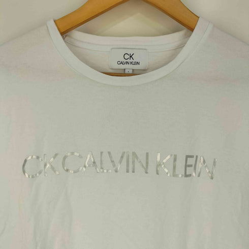 シーケーカルバンクライン ck Calvin Klein メタリックロゴプリント クルーネックTシャツ レディース import:L