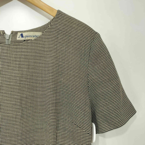 アクアスキュータム AQUASCUTUM 総柄モノクロ半袖ワンピース レディース JPN:11号