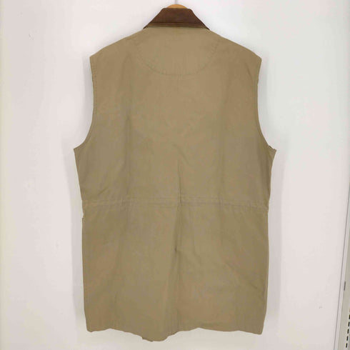 バナナリパブリック BANANA REPUBLIC 90s SAFARI&TRAVEL CLOTHIG レザー切替 マルチポケット ゴム引きベスト メンズ import:S