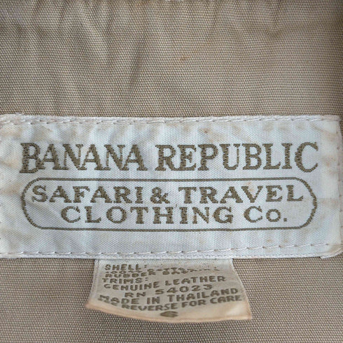 バナナリパブリック BANANA REPUBLIC 90s SAFARI&TRAVEL CLOTHIG レザー切替 マルチポケット ゴム引きベスト メンズ import:S