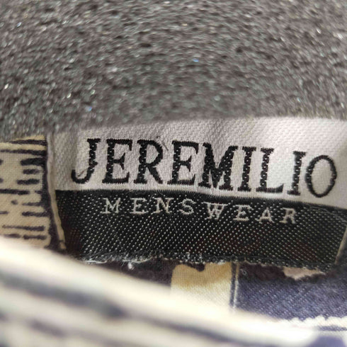 JEREMILIO 総柄半袖シャツ S/Sシャツ バンドカラー メンズ