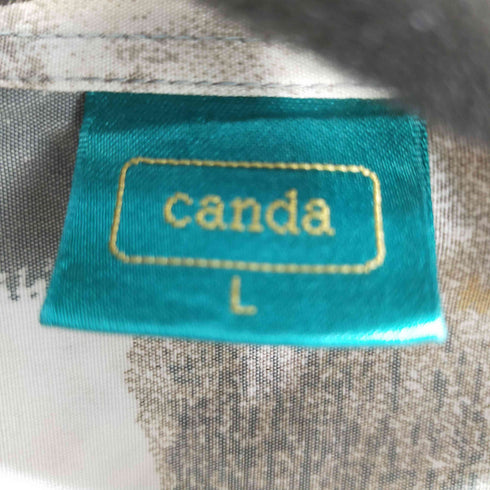 canda 総柄半袖シャツ S/Sシャツ ハーフボタン プルオーバーシャツ 裾リブ メンズ L
