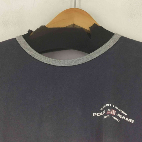 ポロジーンズカンパニーラルフローレン POLO JEANS COMPANY RALPH LAUREN 90s ロゴプリントリンガーTシャツ メンズ JPN:XL
