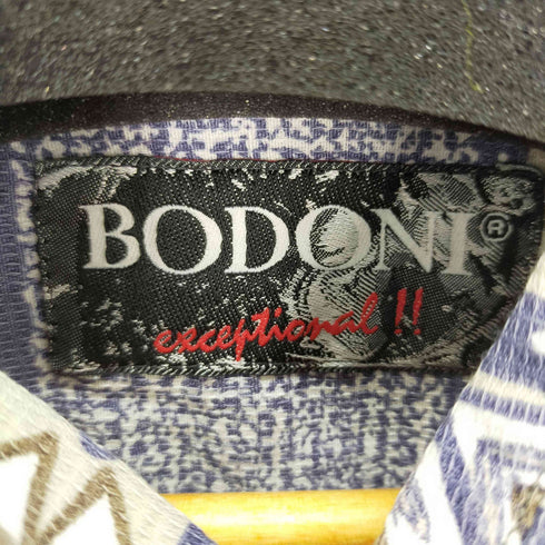 BODONI 総柄半袖シャツ S/Sシャツ シェルボタン メンズ