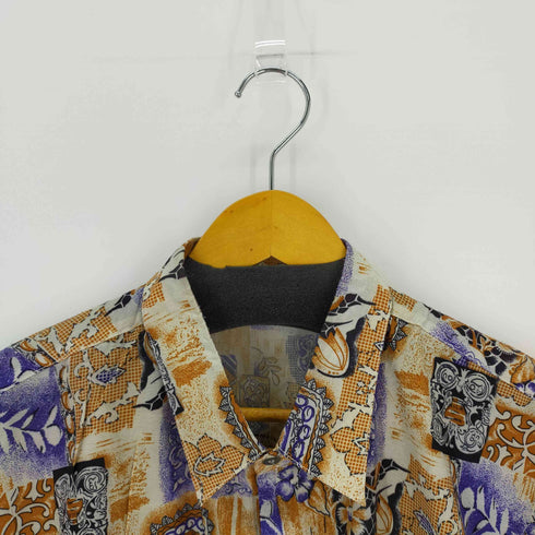 総柄半袖シャツ S/Sシャツ シルク THAI SILK バイカラーオーバーサイズ メンズ