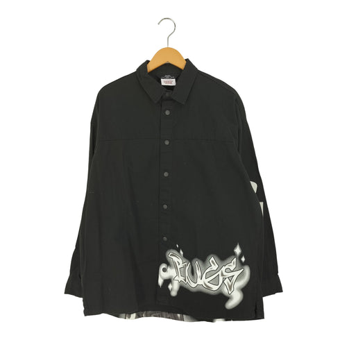 ベルシュカ BERSHKA バックキャラクタープリント スナップボタン シャツジャケット メンズ import:M