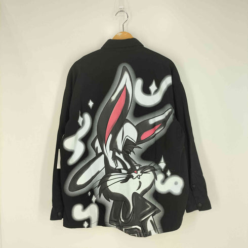 ベルシュカ BERSHKA バックキャラクタープリント スナップボタン シャツジャケット メンズ import:M