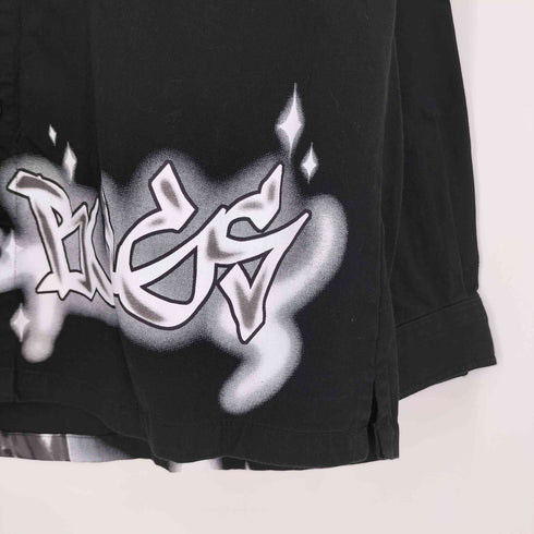 ベルシュカ BERSHKA バックキャラクタープリント スナップボタン シャツジャケット メンズ import:M