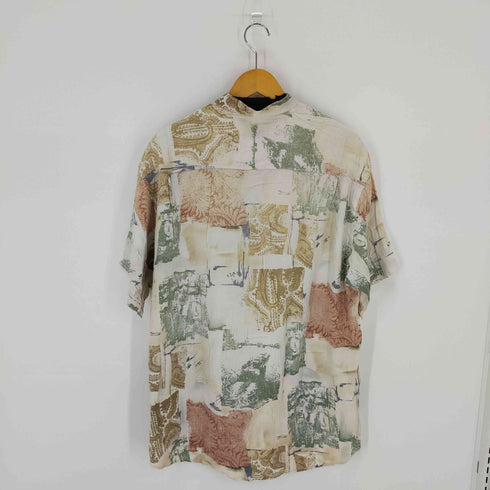 総柄半袖シャツ S/Sシャツ バンドカラー オーバーサイズ メンズ L