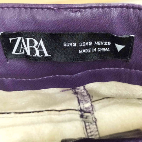 ザラ ZARA COLOURED FAUX LEATHER TROUSERS PANT フェイクレザー カラートラウザーズ パンツ レディース S