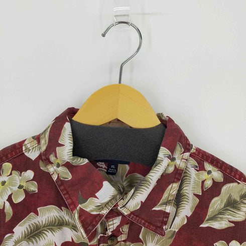 クラフトアンドバロー Croft&Barrow アロハシャツ オーバーサイズ リーフ柄 メンズ XL
