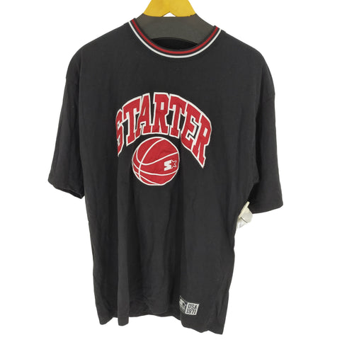 スターター STARTER リブライン バスケット半袖Tシャツ メンズ import:L